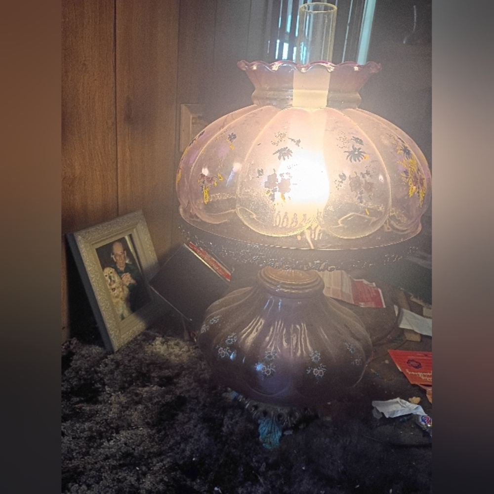 Vintage Floral Glass Lamp